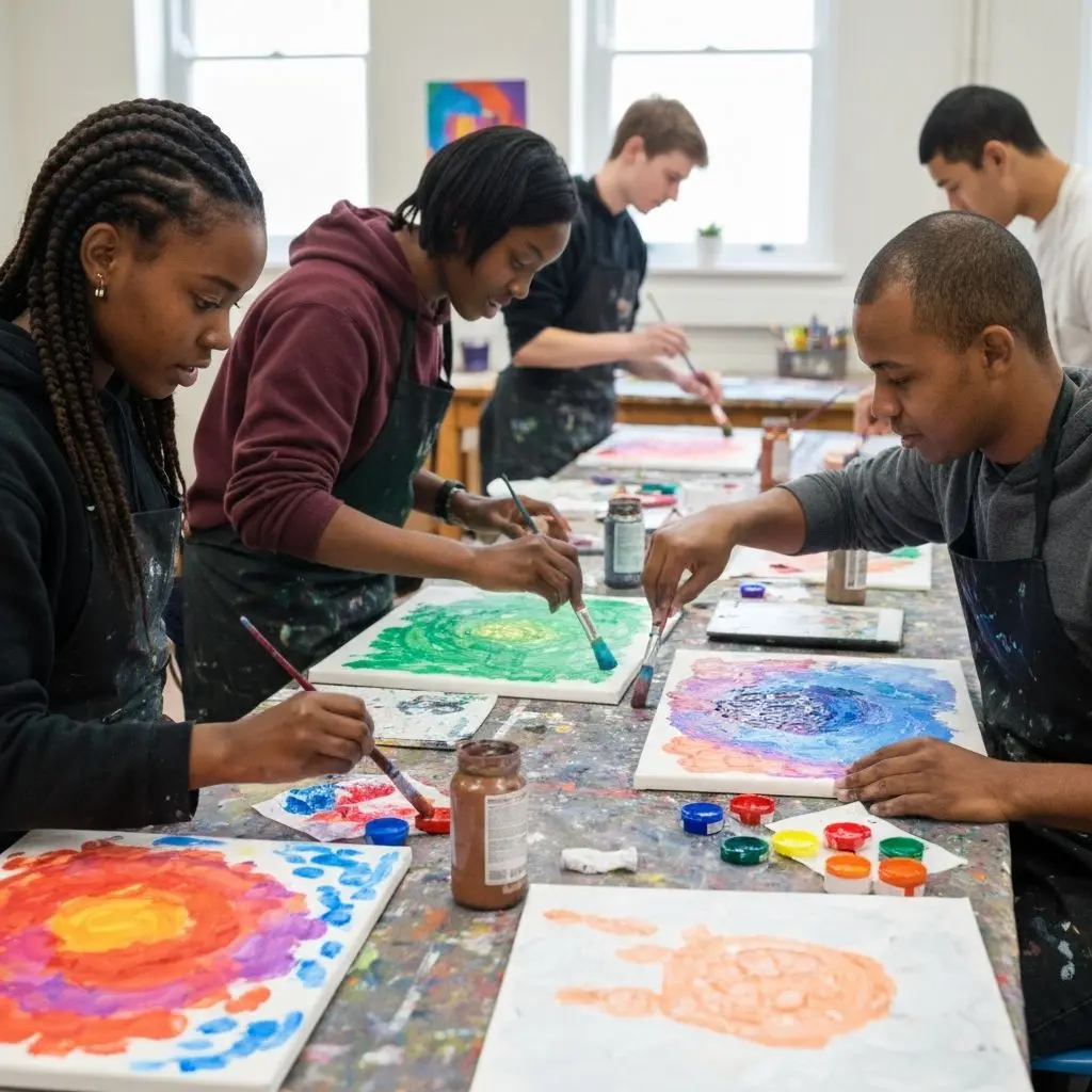 Students creating art